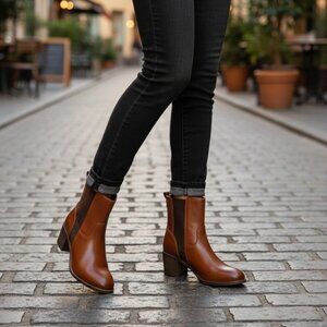 Zodiac Claret Ankle Boots Chelsea Booties Women's 8 Brown Vegan Leather